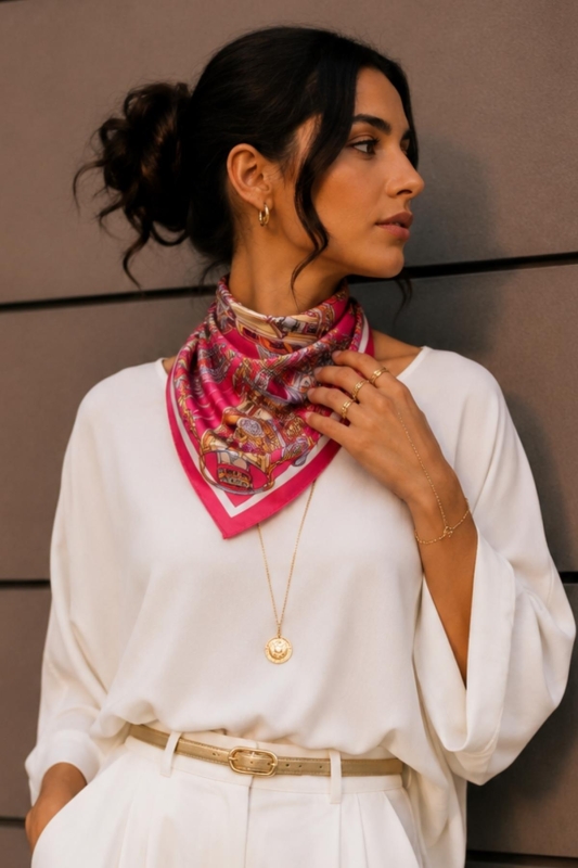 Kuleli Modern Şehir Desen Siyah Soft Bandana Fular 50x50 cm - 2