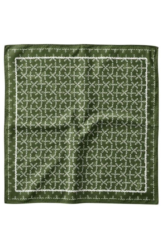 Minimal Geometri Desen Haki-Bej Soft Bandana Fular 50x50 cm - 3