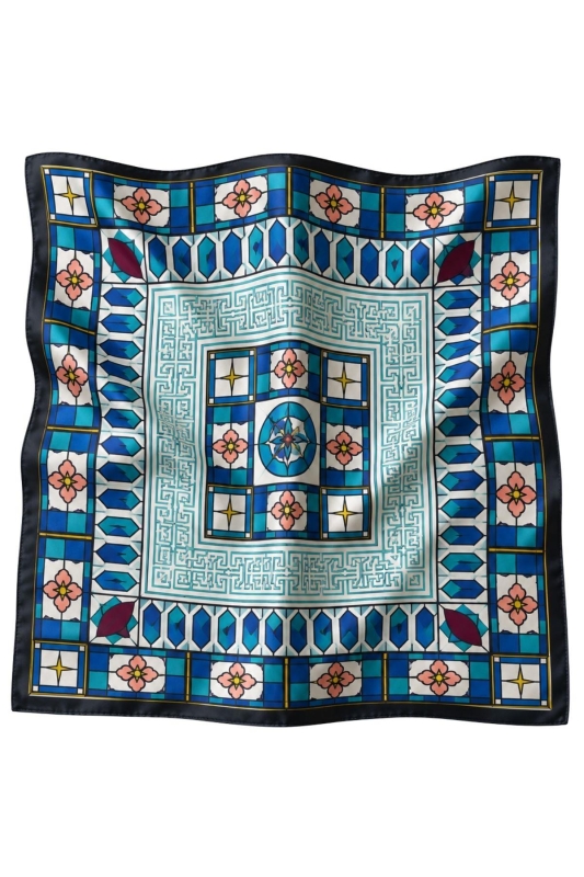Motif Desen Saks-Mint Soft Bandana Fular 50x50 cm - 3