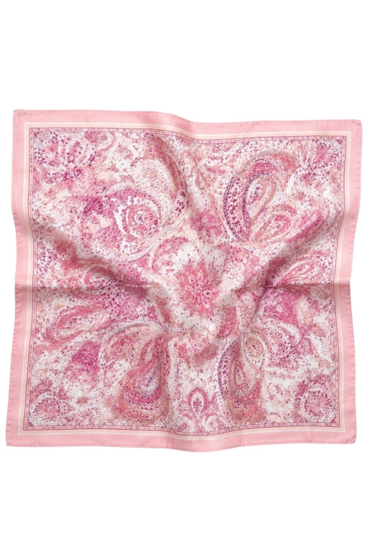 Saray Motif Desen Pudra-Ekru Soft Bandana Fular 50x50 cm - 5