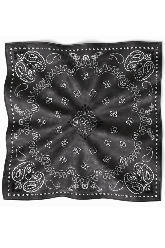 Vintage Desen Gri-Siyah Soft Bandana Fular 50x50 cm - 5