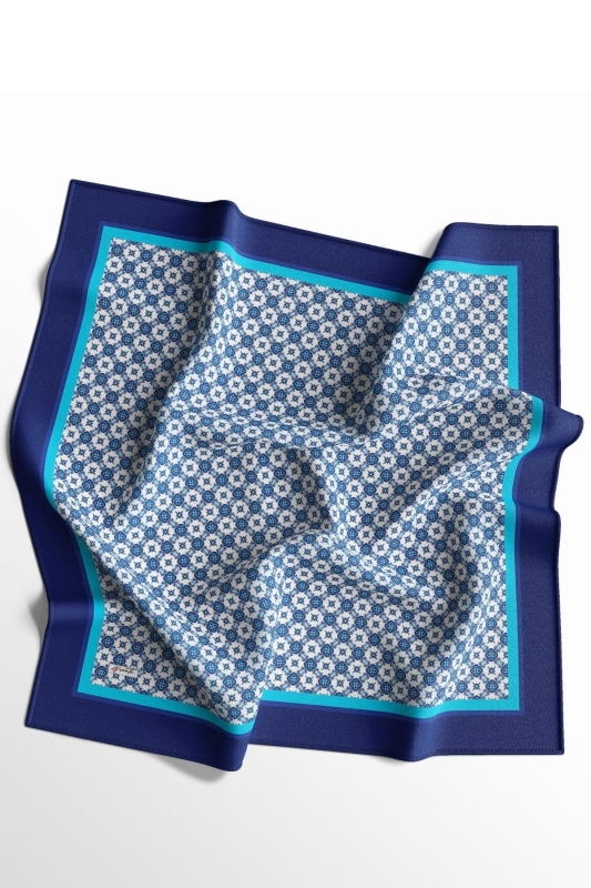 İznik Dokusu Desen Buz Mavi Pamuk Eşarp - 2