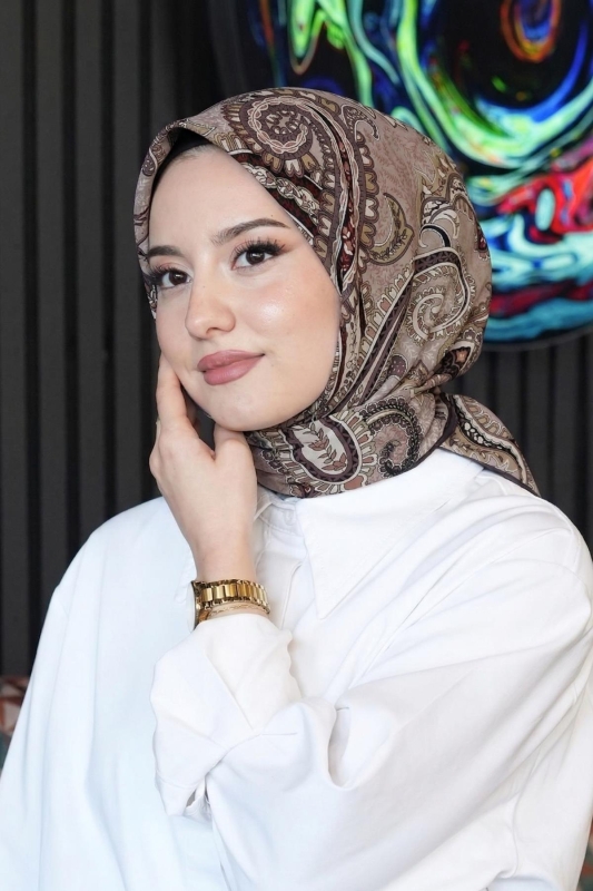 Klasik Paisley Desen Vizon Pamuk Eşarp - Afvente