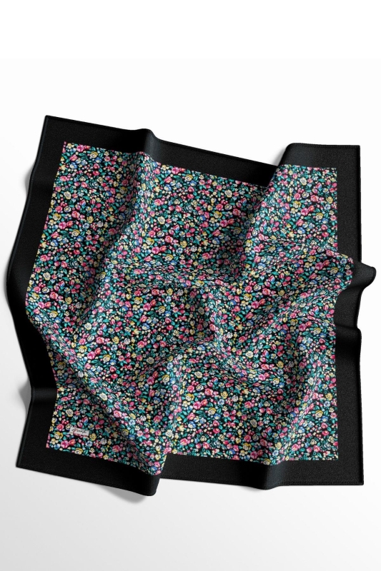 Mini Çiçek Desen Fuşya Soft Pamuk Eşarp - 2