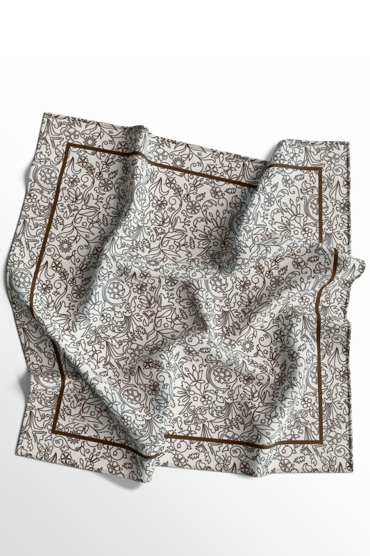 Osmanlı Motif Desen Çikolata Soft Pamuk Eşarp - 2