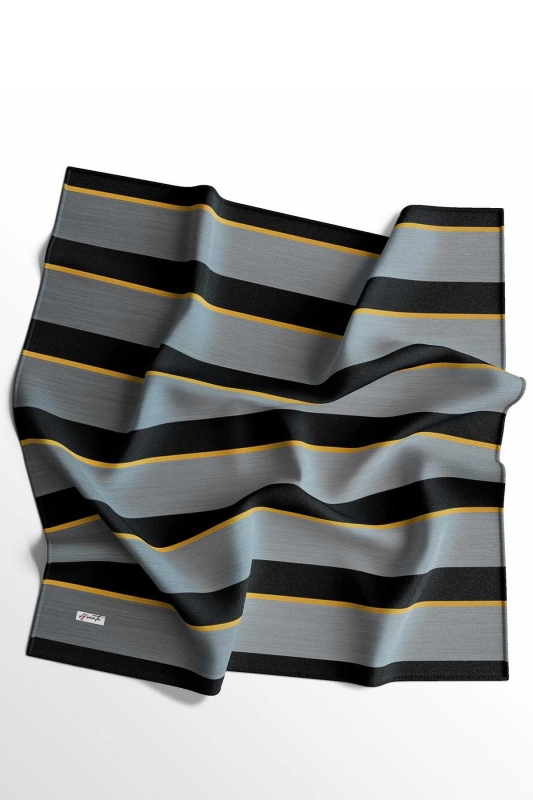 Çizgili Desen Gri Soft Pamuk Eşarp - 2