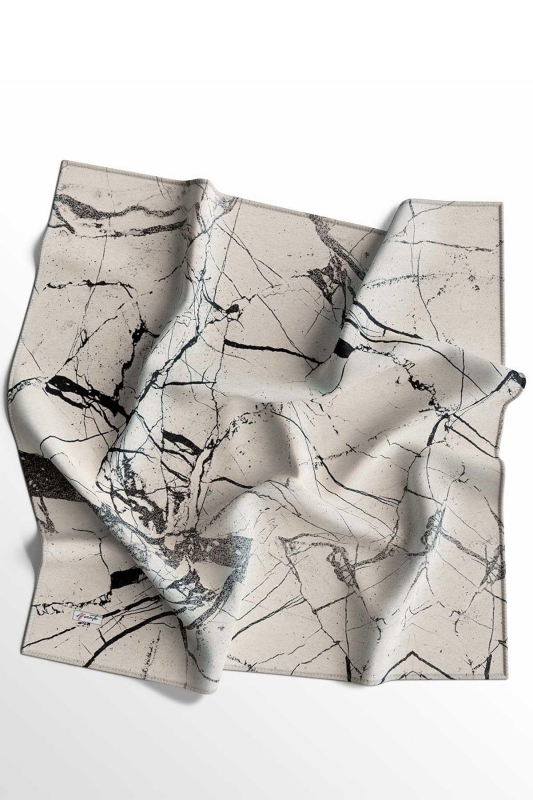 Mermer Desen Bej Soft Pamuk Eşarp - 6