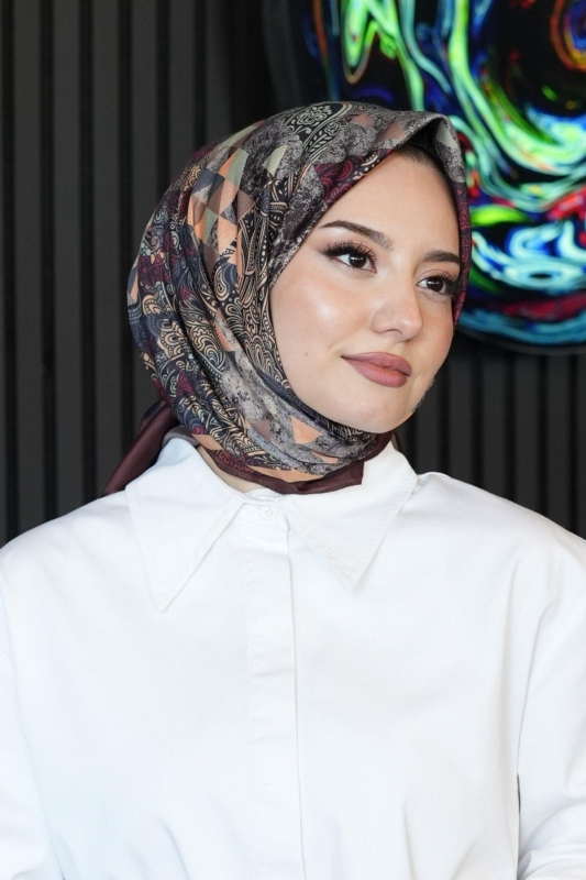 Paisley Desen Bordo Soft Pamuk Eşarp - 2