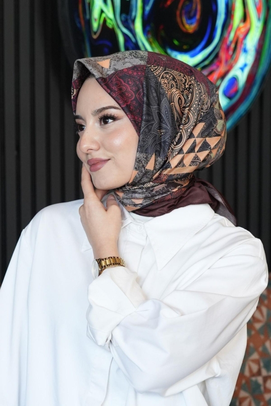 Paisley Desen Bordo Soft Pamuk Eşarp - 3