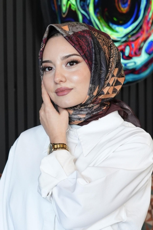 Paisley Desen Bordo Soft Pamuk Eşarp - 4
