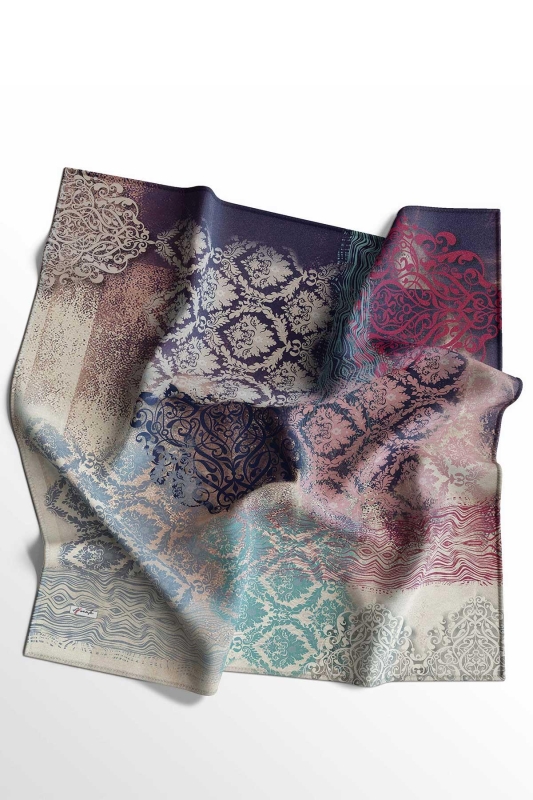 Dalgalı Desen Yeşil Soft Pamuk Eşarp - 2