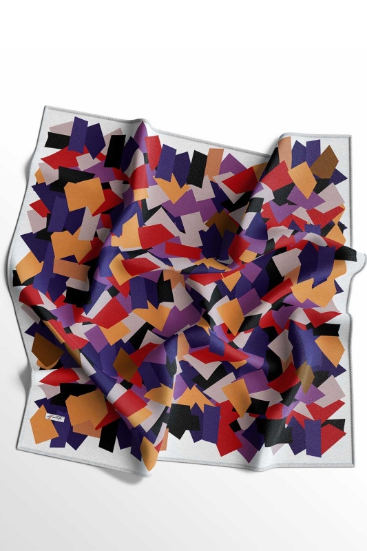 Soyut Desen Turuncu Soft Pamuk Eşarp - 2