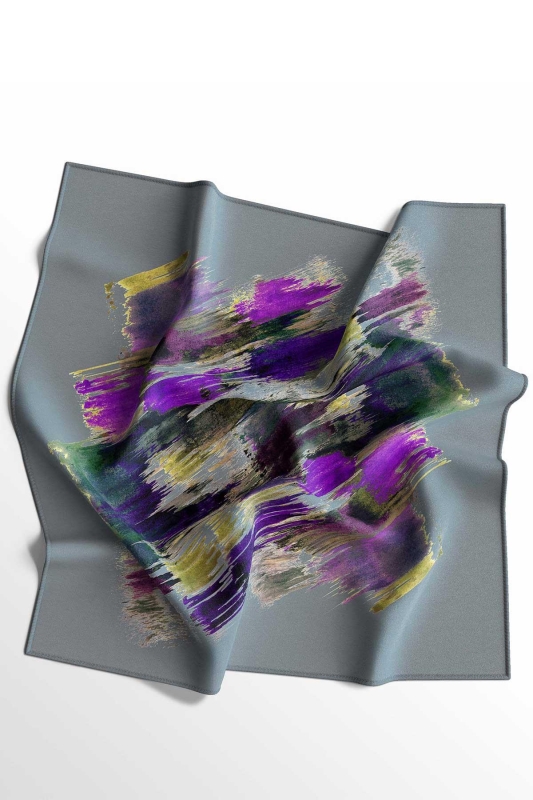 Fırça Desen Mor Soft Pamuk Eşarp - 6