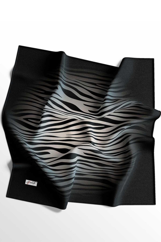 Zebra Desen Siyah Soft Pamuk Eşarp - 5