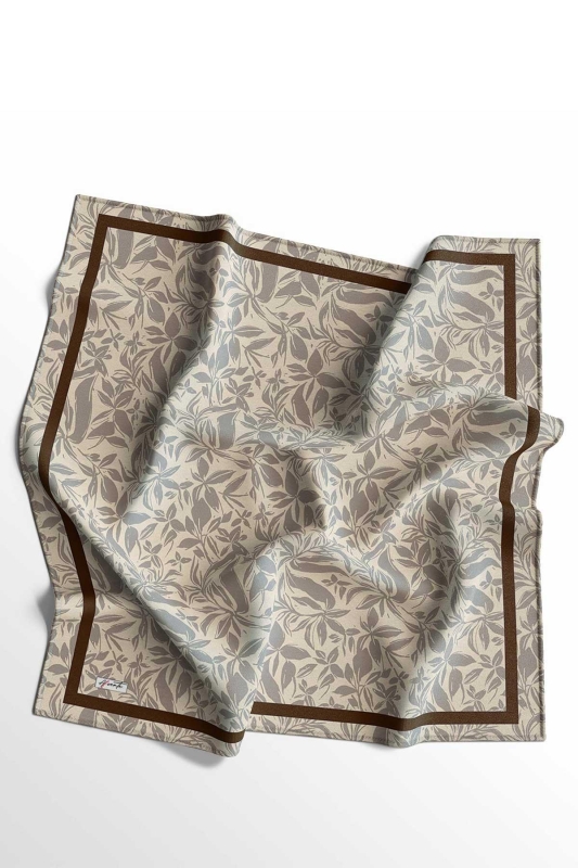 Floral Desen Bej Soft Pamuk Eşarp - 6