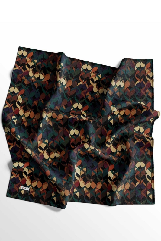 Yaprak Desen Sarı Soft Pamuk Eşarp - 5