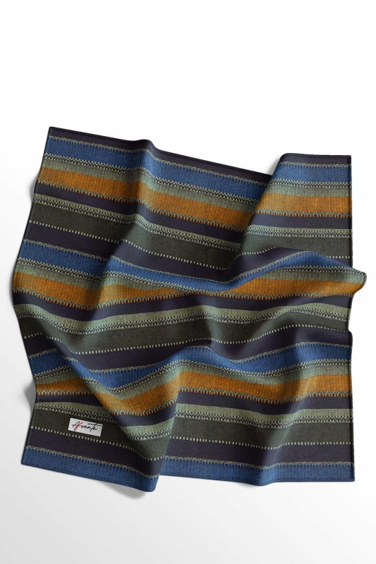 Çizgili Desen Kahverengi Soft Pamuk Eşarp - 2