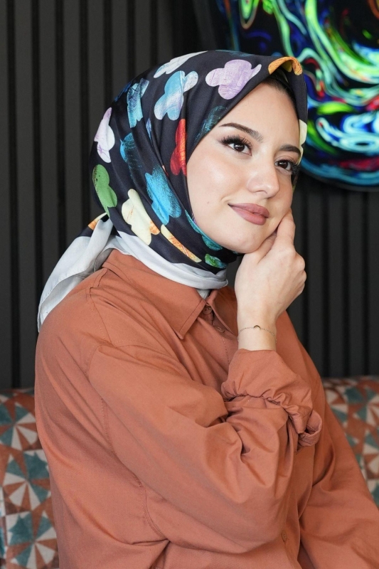 Yonca Desen Renkli Soft Pamuk Eşarp - 1