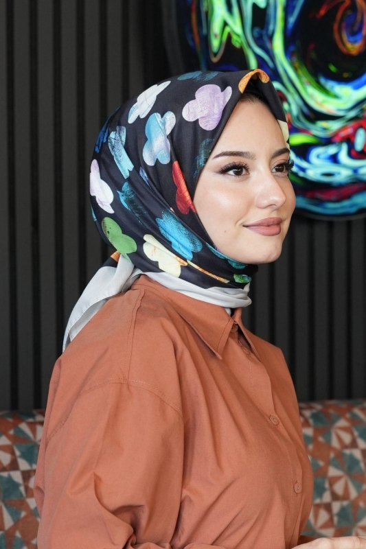 Yonca Desen Renkli Soft Pamuk Eşarp - 3