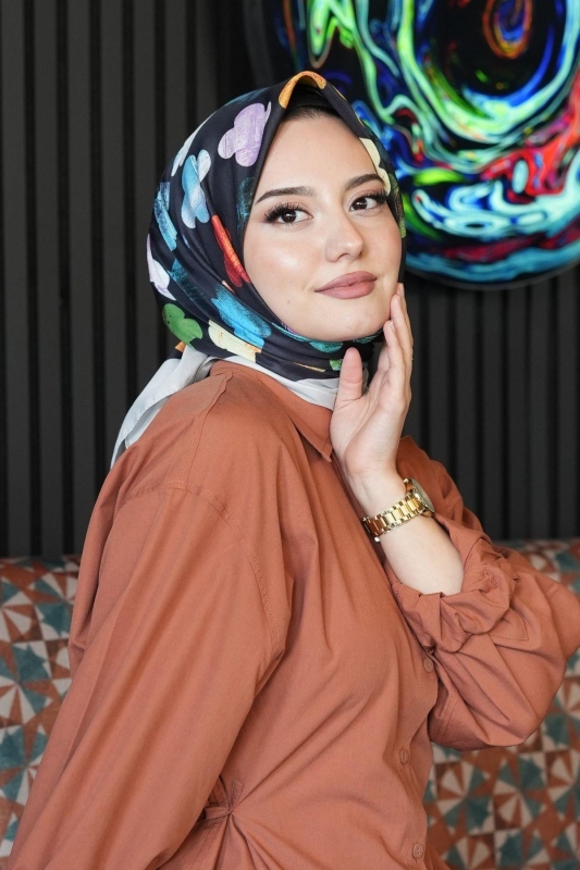 Yonca Desen Renkli Soft Pamuk Eşarp - 5