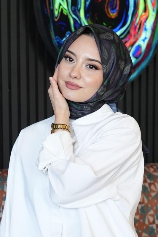 Tüy Desen Mor Soft Pamuk Eşarp - 1