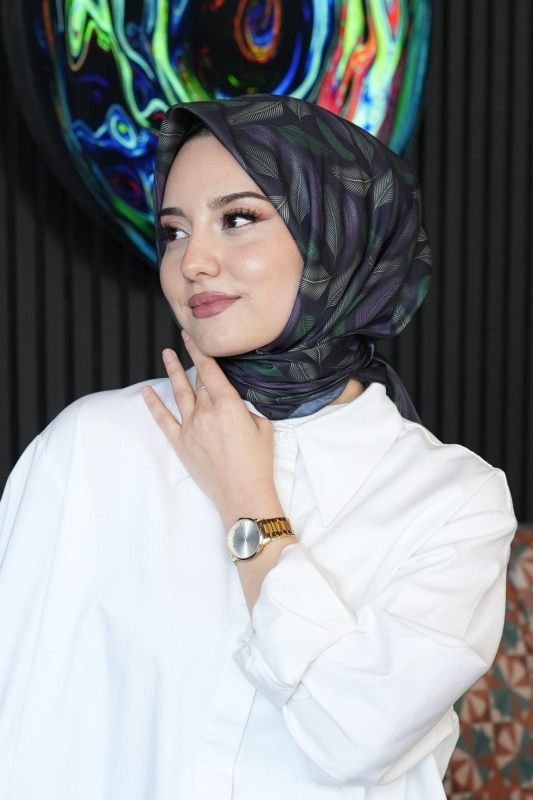 Tüy Desen Mor Soft Pamuk Eşarp - 2