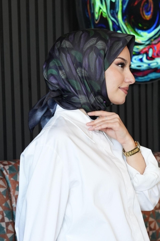 Tüy Desen Mor Soft Pamuk Eşarp - 3