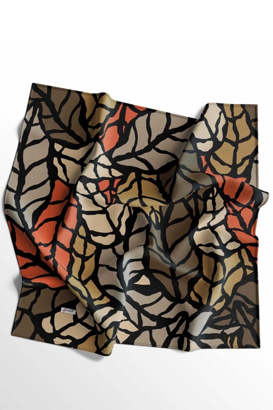 Dallı Desen Turuncu Soft Pamuk Eşarp - 6