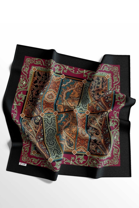 Etnik Desen Bordo Soft Pamuk Eşarp - 5