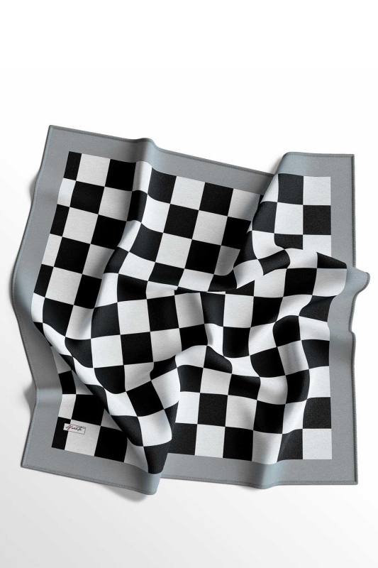 Kareli Desen Siyah - Beyaz Soft Pamuk Eşarp - 2