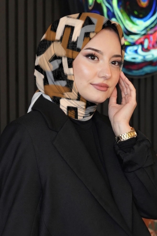 Fırça Desen Bej Soft Pamuk Eşarp - Afvente