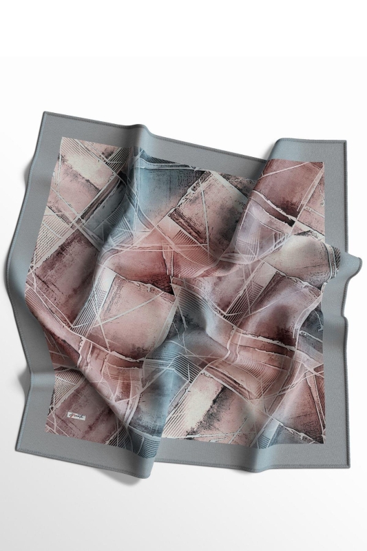 Geometrik Desen Taş Soft Pamuk Eşarp - 2