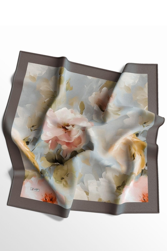 Gül Bahçesi Desen Vizon Soft Pamuk Eşarp - 2