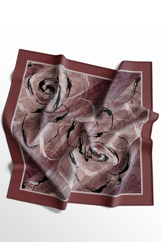 Gül Desen Pudra Soft Pamuk Eşarp - 2