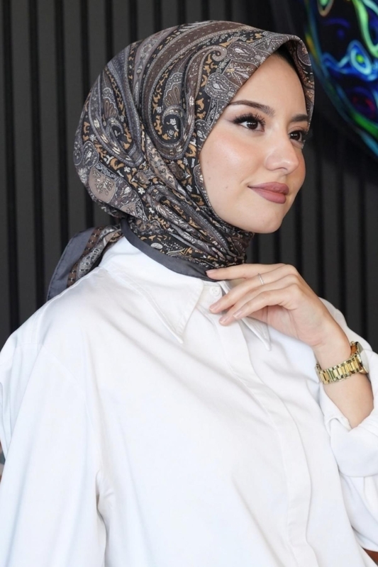 Karma Motif Desen Füme Soft Pamuk Eşarp - AFVENTE