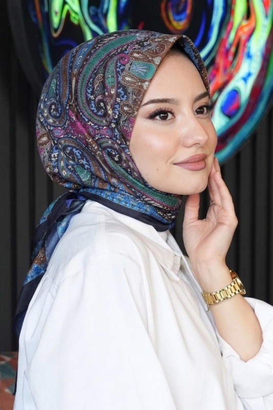 Karma Motif Desen Haki Soft Pamuk Eşarp - AFVENTE