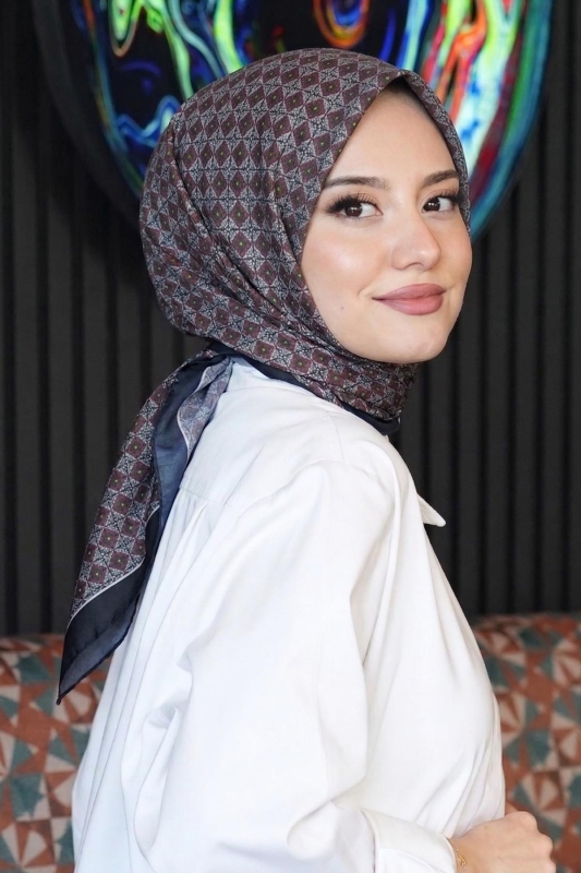 Mozaik Desen Bordo Soft Pamuk Eşarp - AFVENTE