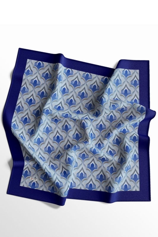 Mozaik Desen Lacivert Soft Pamuk Eşarp - 2