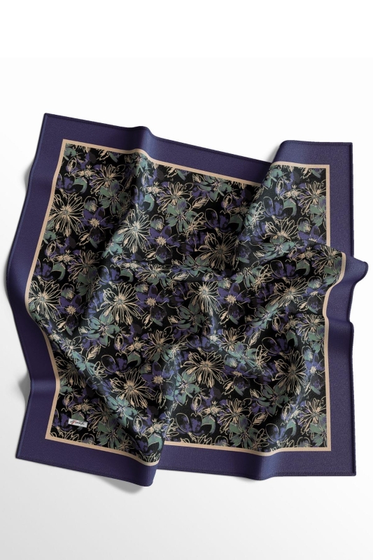 Orkide Desen Mor Soft Pamuk Eşarp - 2