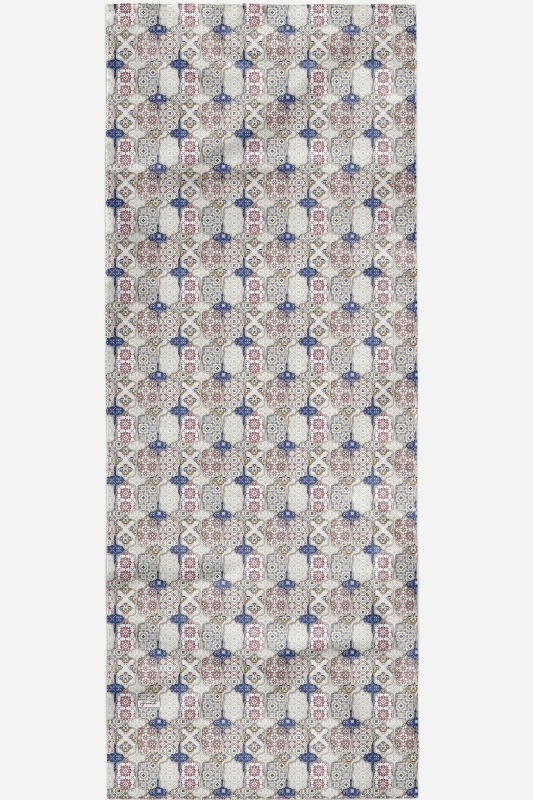 Geometrik Desen Mavi Soft Pamuk Şal - 2