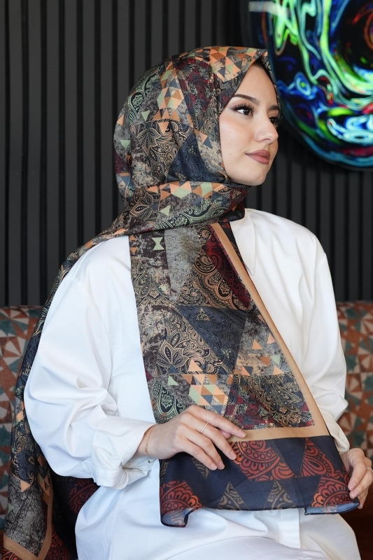 Paisley Desen Kahverengi Soft Pamuk Şal - 3