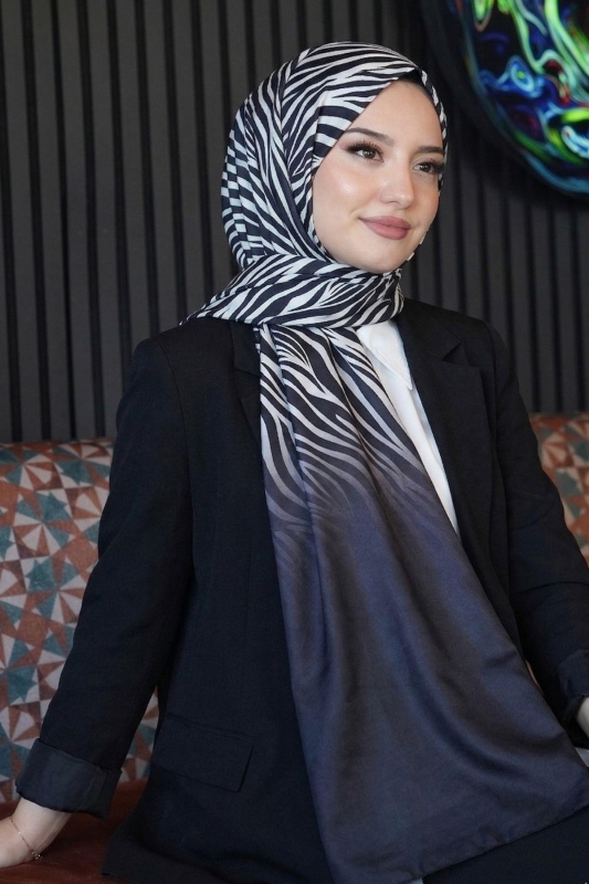 Dalgalı Desen Gri Soft Pamuk Şal - Afvente