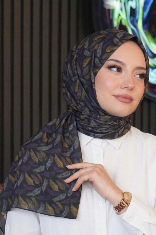Dalgalı Desen Mor Soft Pamuk Şal - Afvente