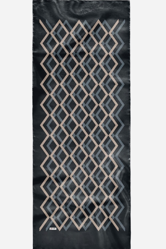 Geometrik Desen Koyu Mavi Soft Pamuk Şal - 5