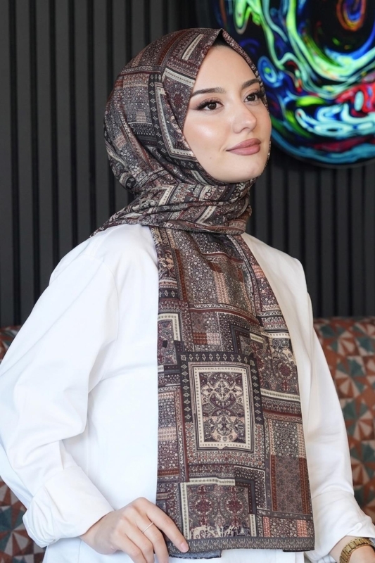 Paisley Desen Kırmızı Soft Pamuk Şal - 1