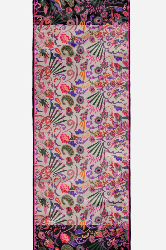 Çiçek Desen Krem Soft Pamuk Şal - 5