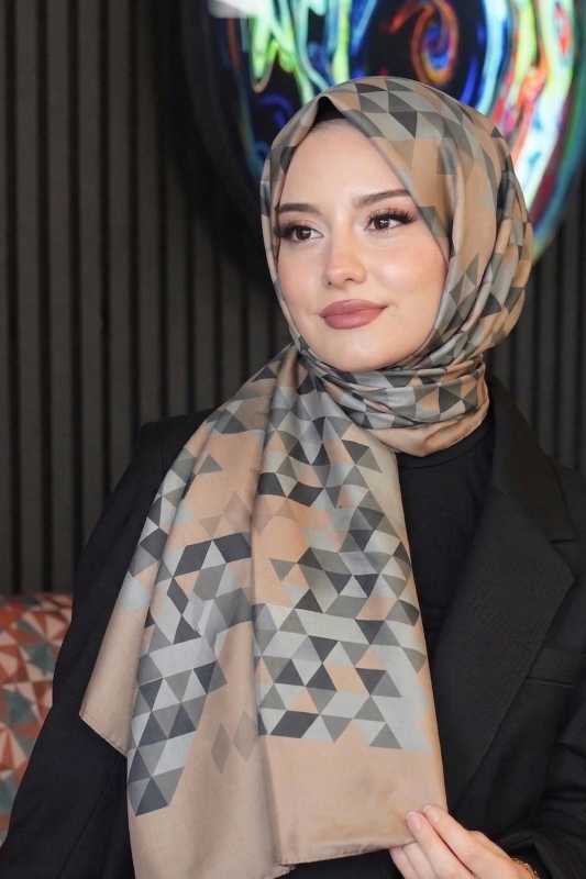 Üçgen Desen Vizon Soft Pamuk Şal - Afvente
