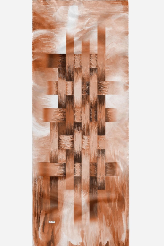 Soyut Desen Açık Kahverengi Soft Pamuk Şal - 5