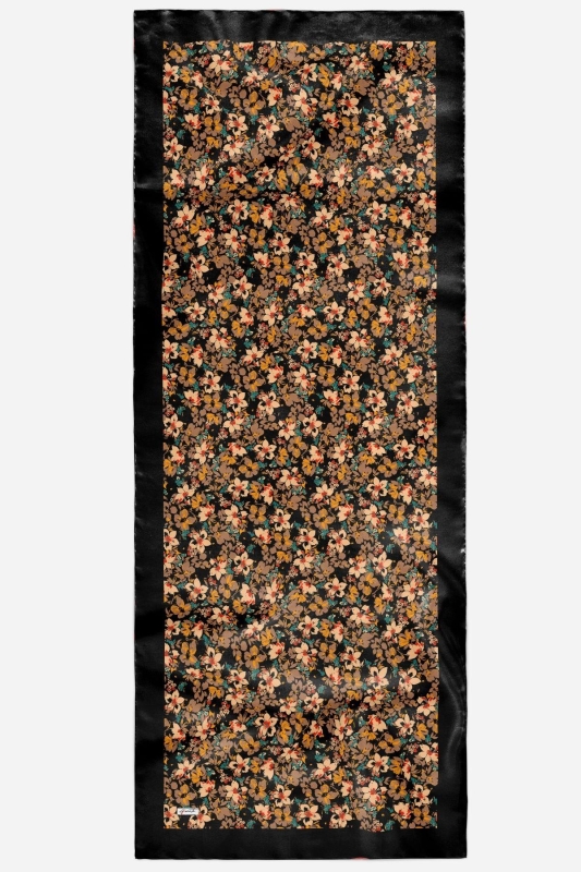 Akışkan Çiçek Desen Karamel Soft Pamuk Şal - 2