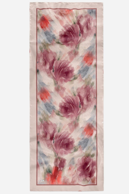 Akverel Desen Gül Kurusu Soft Pamuk Şal - 5